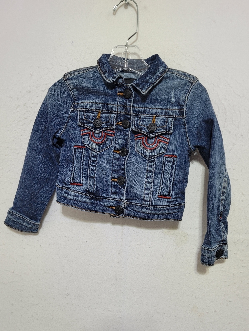 TRUE RELIGION MANCHESTER UNITED EMBROIDERED TRUCKER JEAN JACKET TODDLER SIZE 2T